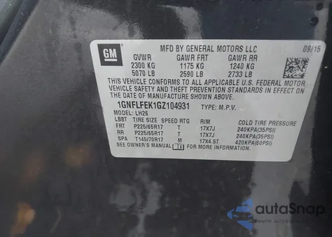 2016 Chevrolet Equinox Lt z USA, uszkodzony, nr VIN 1GNFLFEK1GZ104931